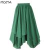 MOJTA Jupe mi-longue printemps été femme taille élastique jupe taille haute jupe trapèze