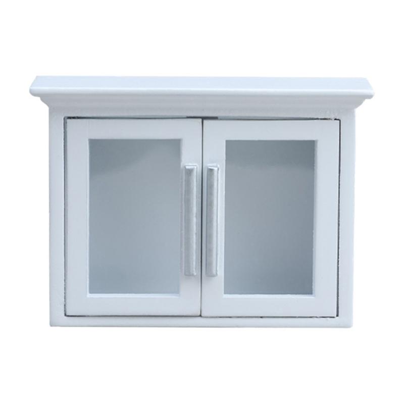 

1/12 Doll House Miniature Kitchen Wall Cabinet with Smoothly Wood For Scene Setting Doll House Landscape Accessories 1