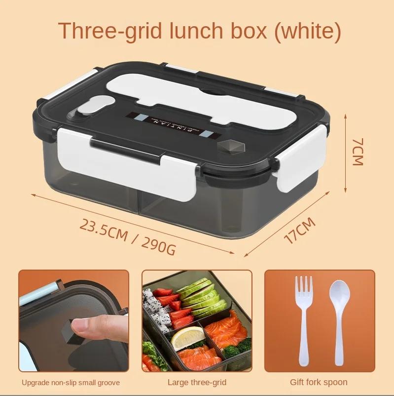 

Transparent Lunch Box for Kids Food Storage Container with Lids Leak-Proof Microwave Food Warmer Snacks Bento Box Japanese Style 1500ML белый