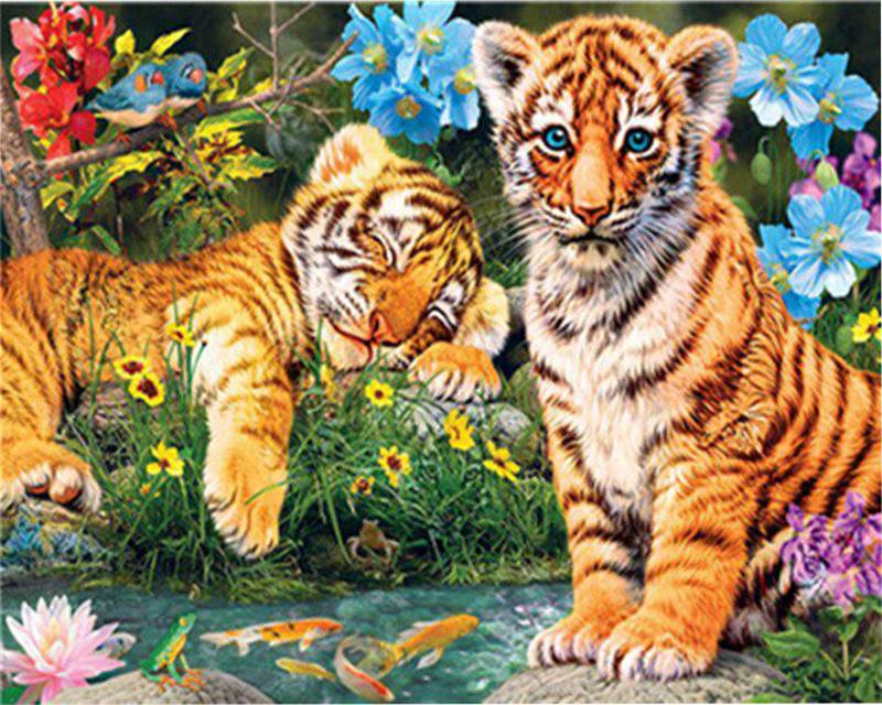 5D Diamond Painting Tiger Rhinestone Kit Art Diamond Embroidery Animal Diamond Mosaic Needlework Home Decoration
