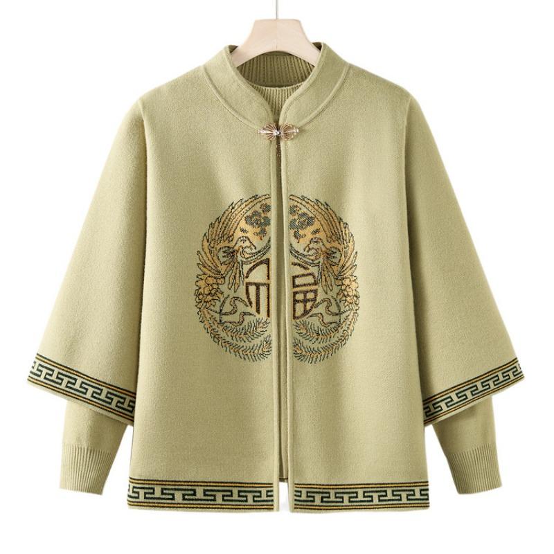 

Новый кардиган для мамы среднего возраста, комплект из двух предметов, трикотажный свитер для среднего и пожилого возраста, новый топ, праздничное платье для бабушки 4XL (recommended 130-72.5kg)