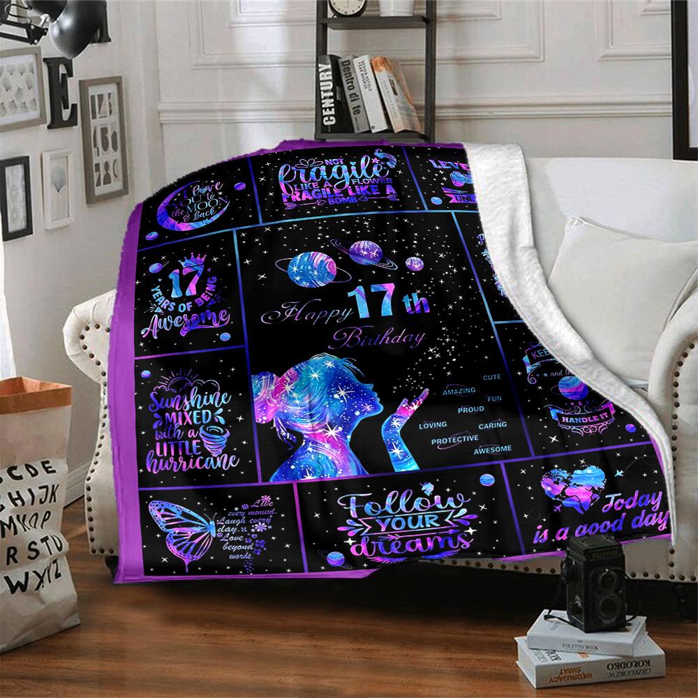 17Th Birthday Celebration Multi-purpose Blanket Comfortable Suitable for Sofa Couch Office Bed Picnics Ideal Gift for Friends Picnic Accessory Y10