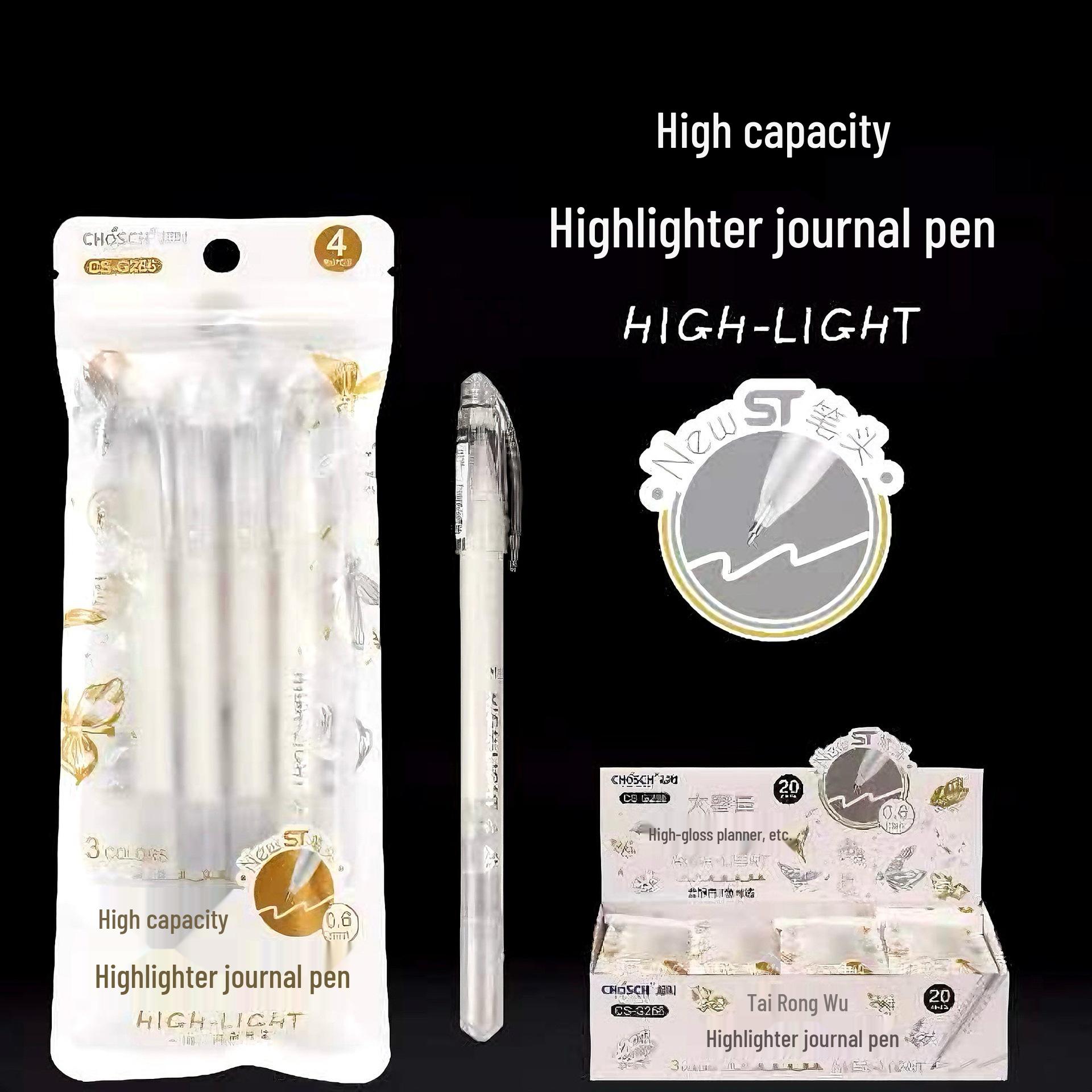 Ultra-Bright 0.6mm White, Gold, Silver Highlighter and Calligraphy Pen for Black Cards Ultra-Bright Highlighter Pen