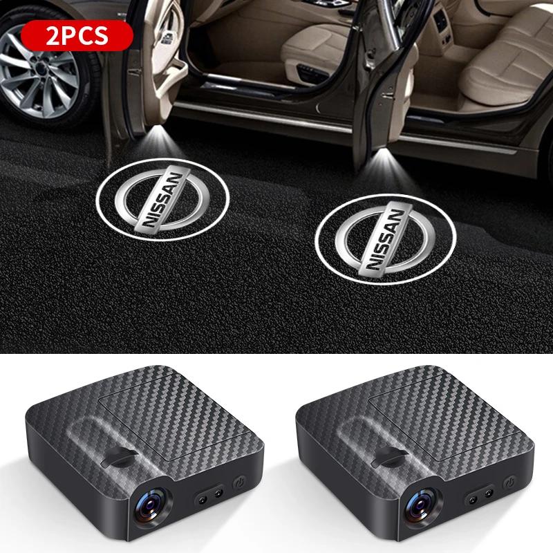 Emblème de Voiture Lampe d'Accueil Sans Fil Lumière de Bienvenue Porte Auto Projecteur LED Pour Nissan J10 J11 Trail Tiida Juke Teana Pulsar Altima