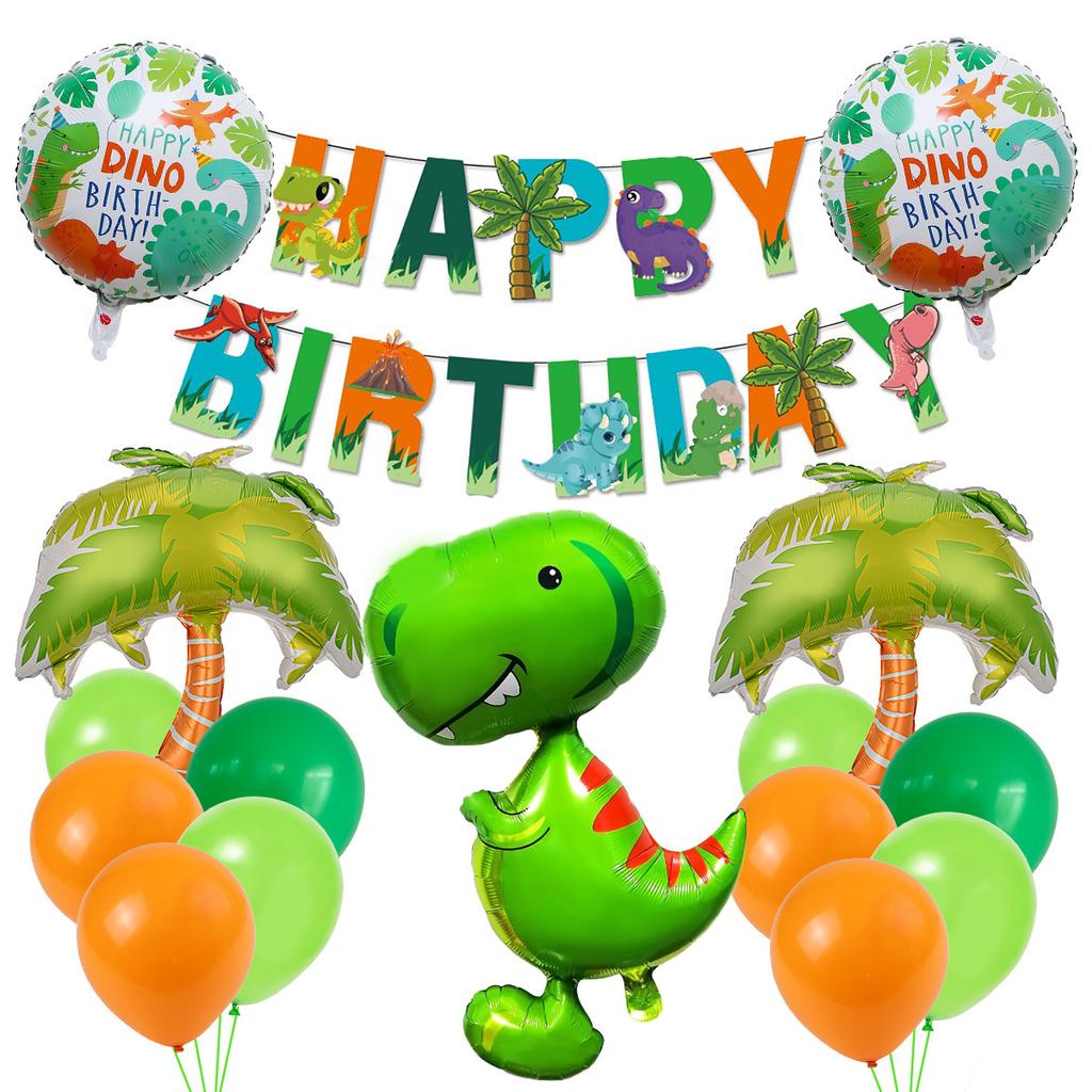 Dinosaur Theme Aluminum Film Balloon Set Birthday Hat Dinosaur Party Balloon Baby Birthday Decoration Balloon