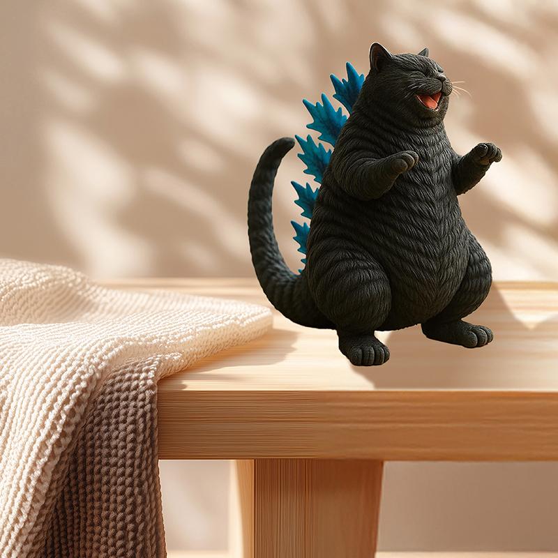 Monster Cat Figurine Cute Cat Roar Figurine Novelty Funny Monster Cat Figurine Home Office Desk Decor Gift For Fans Cat Lovers