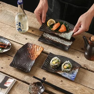 Piattino Giapponese per Sushi Sashimi Commerciale Casa Famiglia Izakaya Spiedini Yakitori Stoviglie Domestiche in Ceramica Nera
