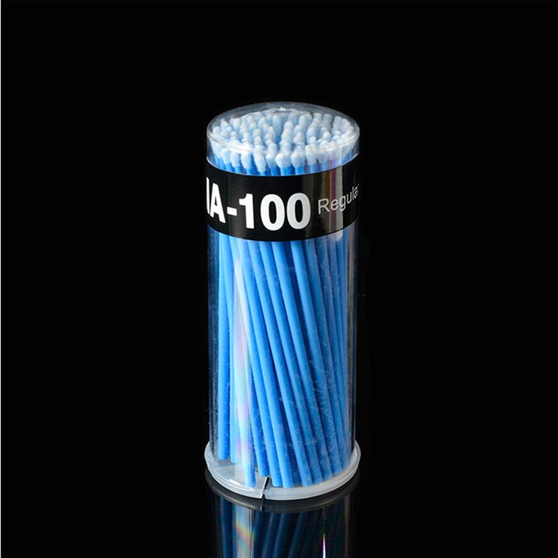 

100-Pack Eyelash Extension & Microblading Cotton Swabs - Disposable Glue Remover & Cleaning Applicators синий
