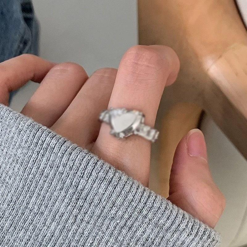 Korean Style S925 Silver-Plated Water Drop Crossover Open Ring – Women's Retro Fashion for Index Finger