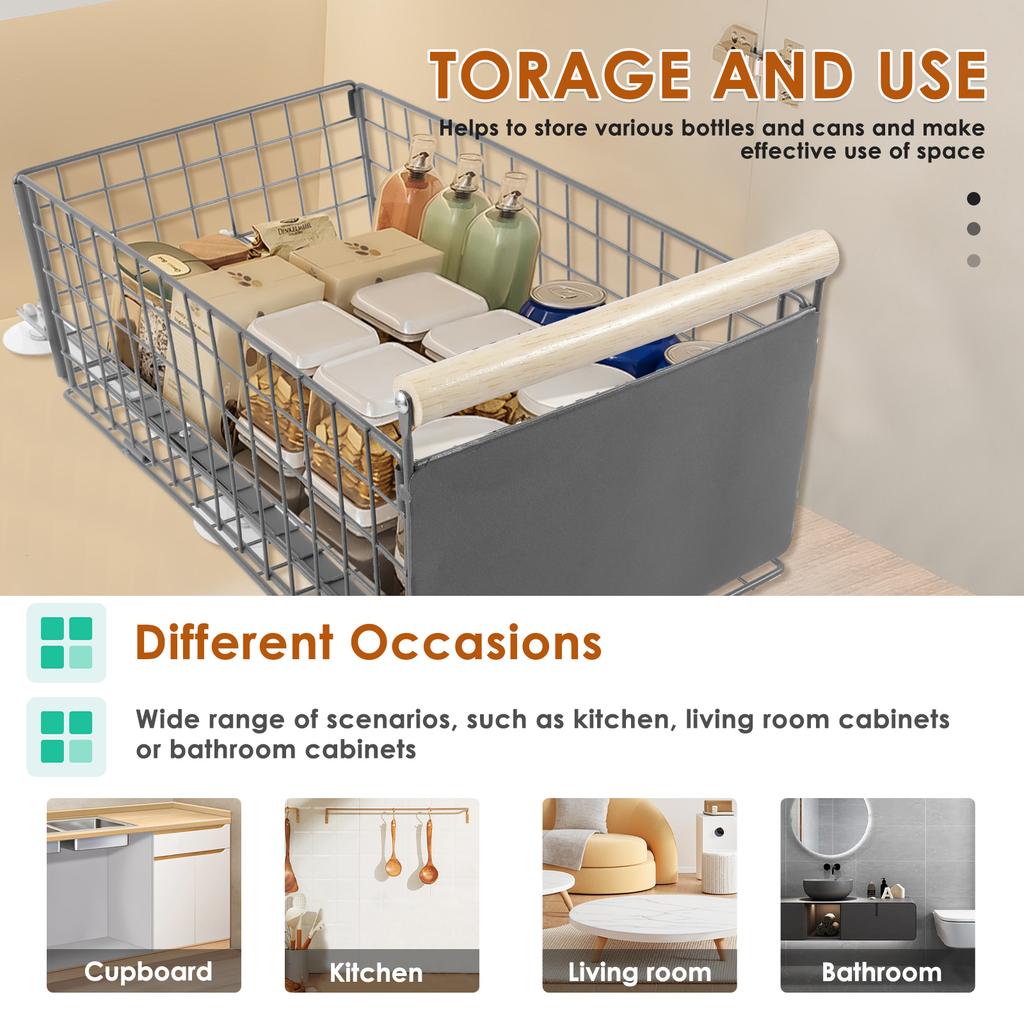 Scaffale portaoggetti da cucina Organizzatore per armadio estraibile Scaffali estraibili solidi per dispensa Scaffale porta spezie e bottiglie di condimento Multiuso