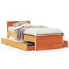 Solid Wood Bed without Mattress with Headboard 90x200 cm Wax Brown