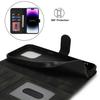 For iPhone 14 Pro Max Wallet Case Double Folded Edge Skin Touch PU Leather Flip Phone Cover