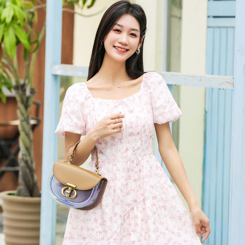 New Crossbody Bags Vintage Flap Underarm Shoulder Bags Fashion PU Leather And PVC Patchwork Saddle Bags Women's Handbags