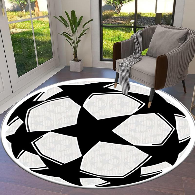 1pc Soccer Ball Round Carpet, Made of Polyester,Perfect for Decorating Office Chairs, Living Rooms,Vibrant Decorative Rug