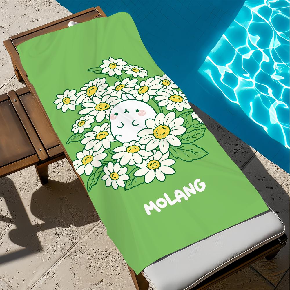 Cute Cartoon Art Rabbit M-Molangs Kawaii Towel Soft Beach Towels Trip Swim Pool Bathing Towel Gym Spa Home Decor Gift Holiday
