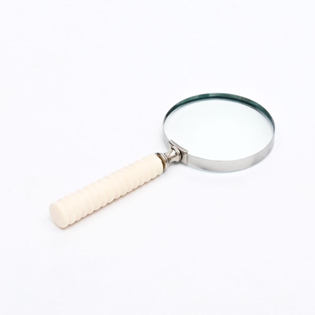Luxury Cream Handle Magnifying Glass With Steel Frame