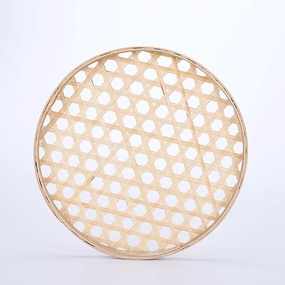 Nature EcoFriendly Bamboo Sieve Basket Round Decorative Bamboo Storage Tray Handwoven Woven Basket Kitchen
