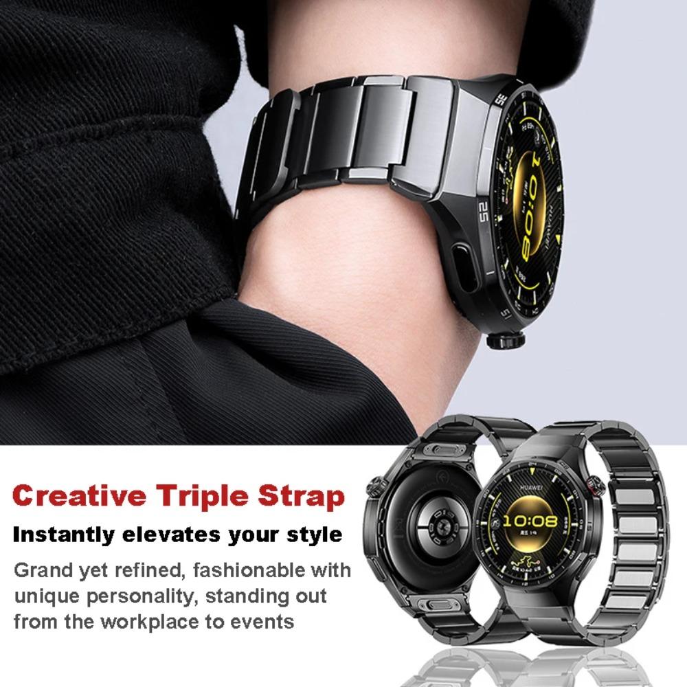 Seamless Stainless Steel Strap  Huawei Watch 4 Pro Luxury Business Strap  Quick-release Interface Chain-type Magnetic Adhesive Strap