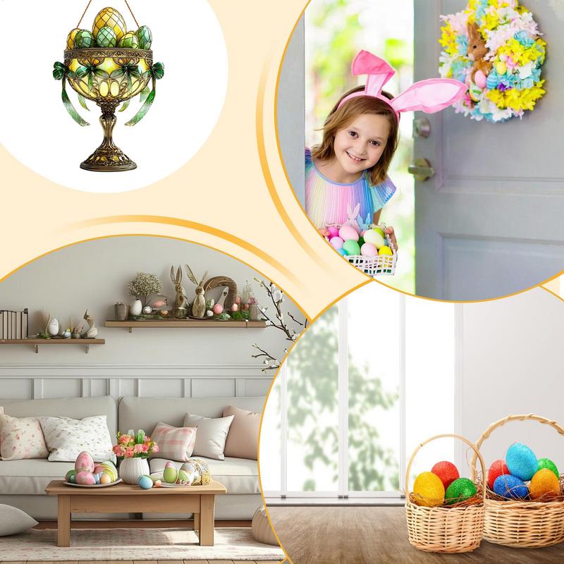 2D Acrylic Bunny Ornaments Easter Egg Design Holiday Scene Pendant Christmas Tree Decorations Easter Home Decor