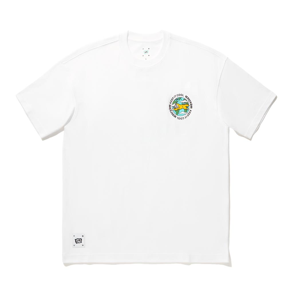 Li Ning X Icecream Collaboration Skateboard Series Letter Print Crew Neck Short Sleeve T-Shirt Men Tops Standard-White AHSU889-4