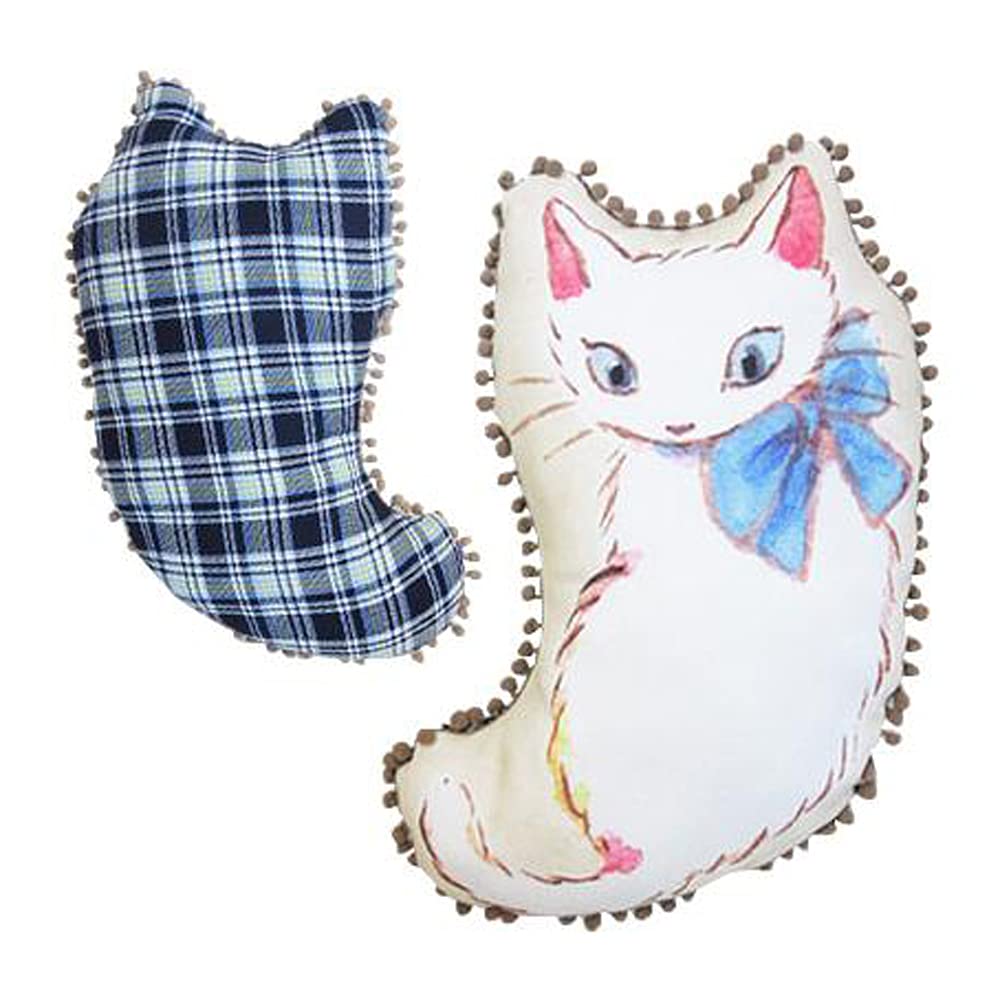 Ribbon Cat Die-Cut Cushion White Cat