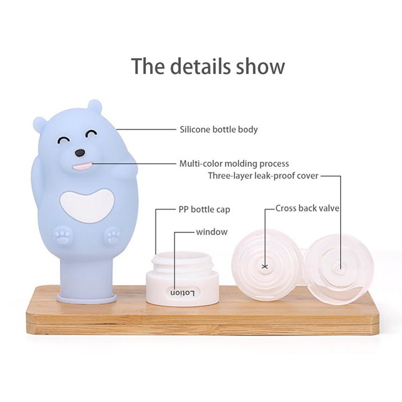 Portable Cartoon Monster Bear Penguin Animal Silicone Travel Case Organizer Shampoo Shower Gel Lotion Storage Refillable Bottle