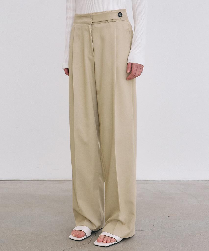 Nigaennikol Minimal Classic Pintuck Slacks_Beige