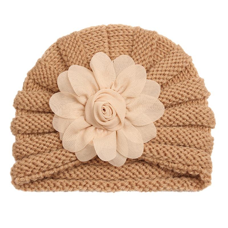 Autumn and winter new baby wool flower hat, children's warm flower pullover hat, baby hat