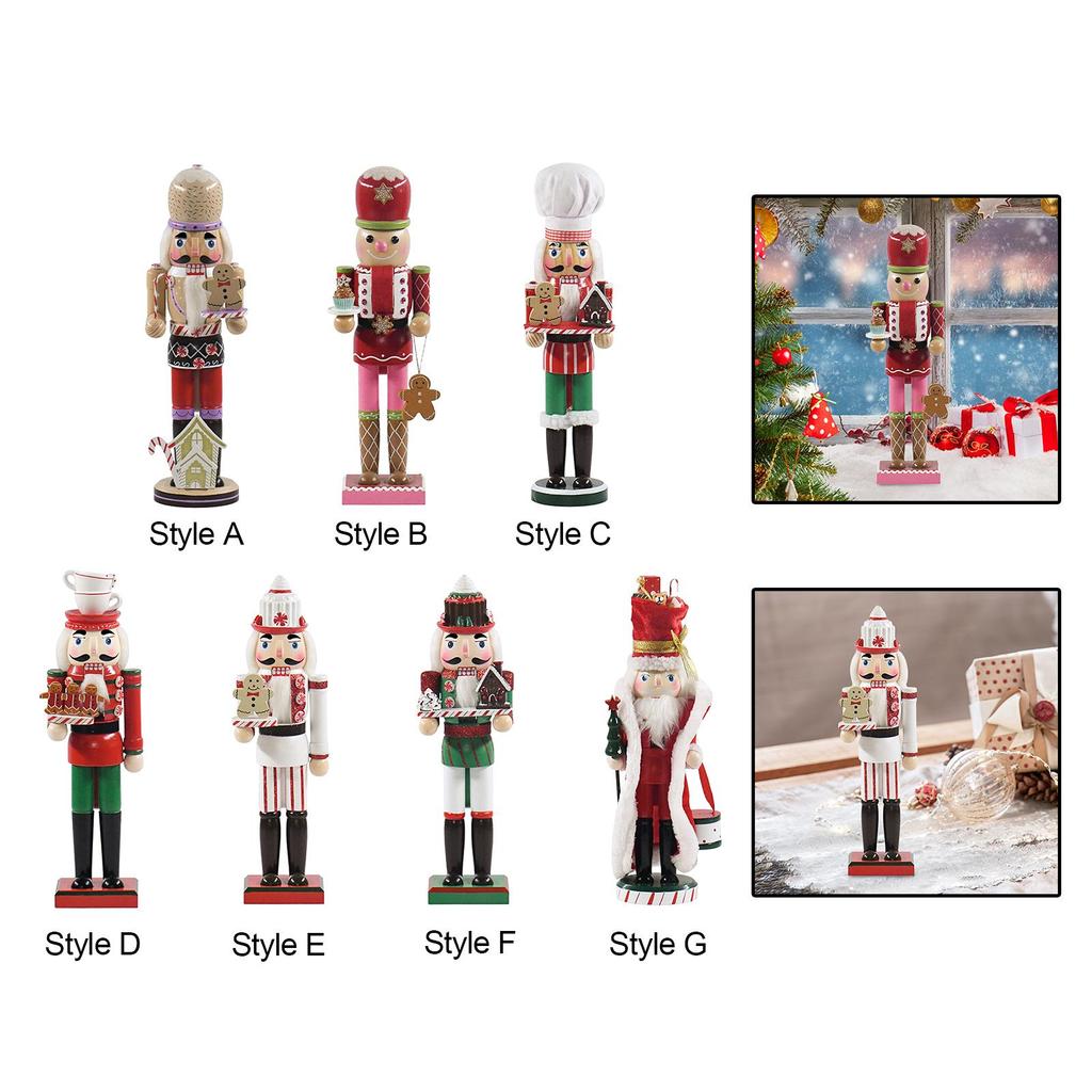 Nutcracker Figure Doll Wooden Nutcracker for Desktop Fireplace Decoration