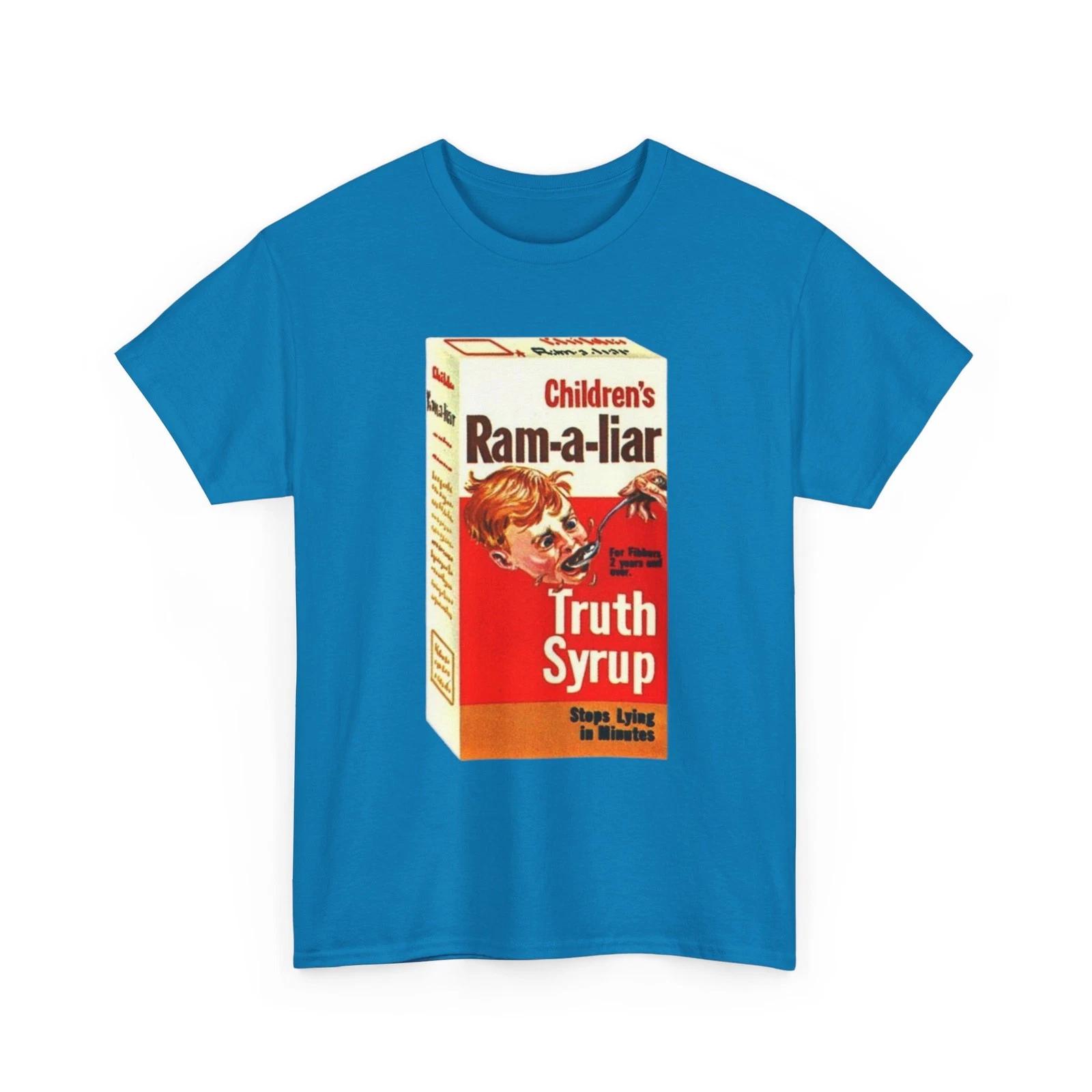 Wacky Packages Ram-A-Liar Cough Syrup Printed T shirt Funny Romilar Parody S