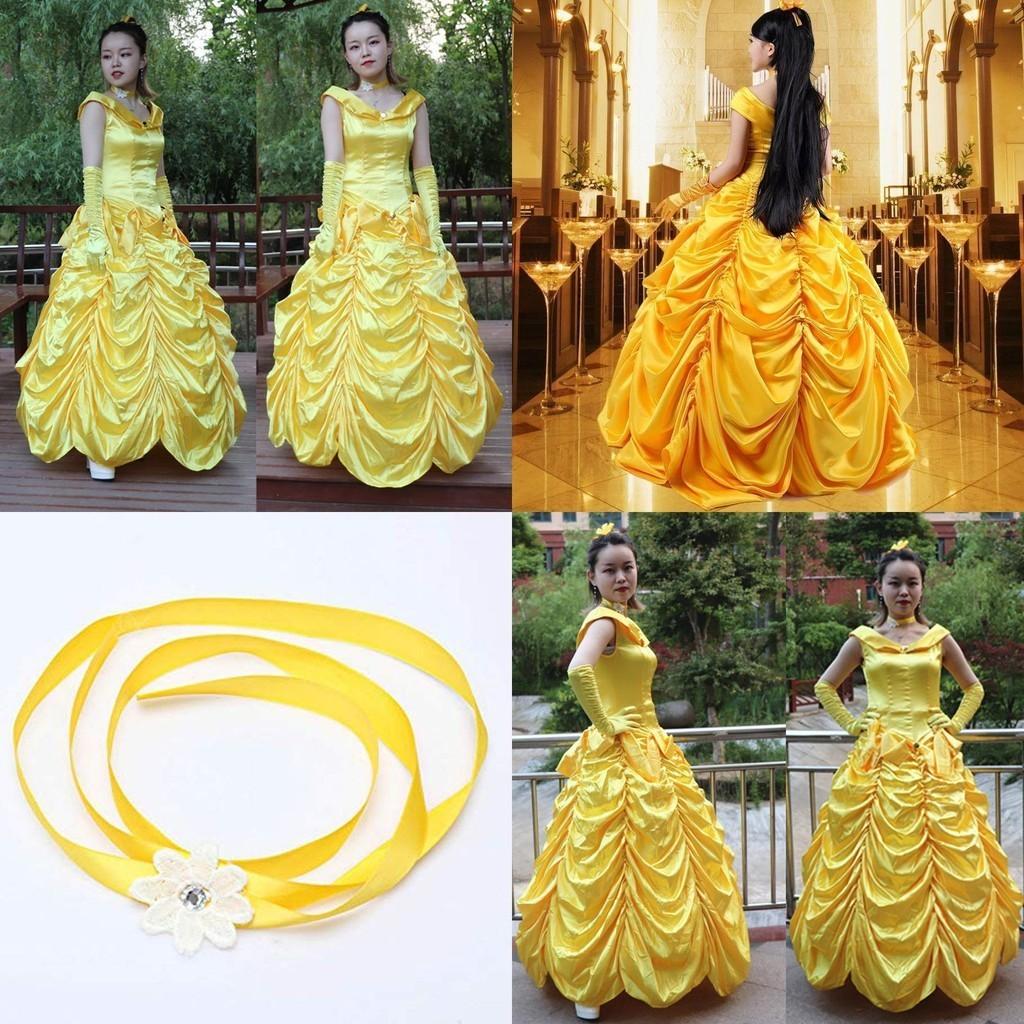 Elegant Fairytale Beauty And The Beast Princess Belle Cosplay Costume Dress For Women