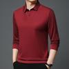 Men's Fake Two-piece Long-sleeved Polo Shirt with Elastic Fleece Thickened Lapel