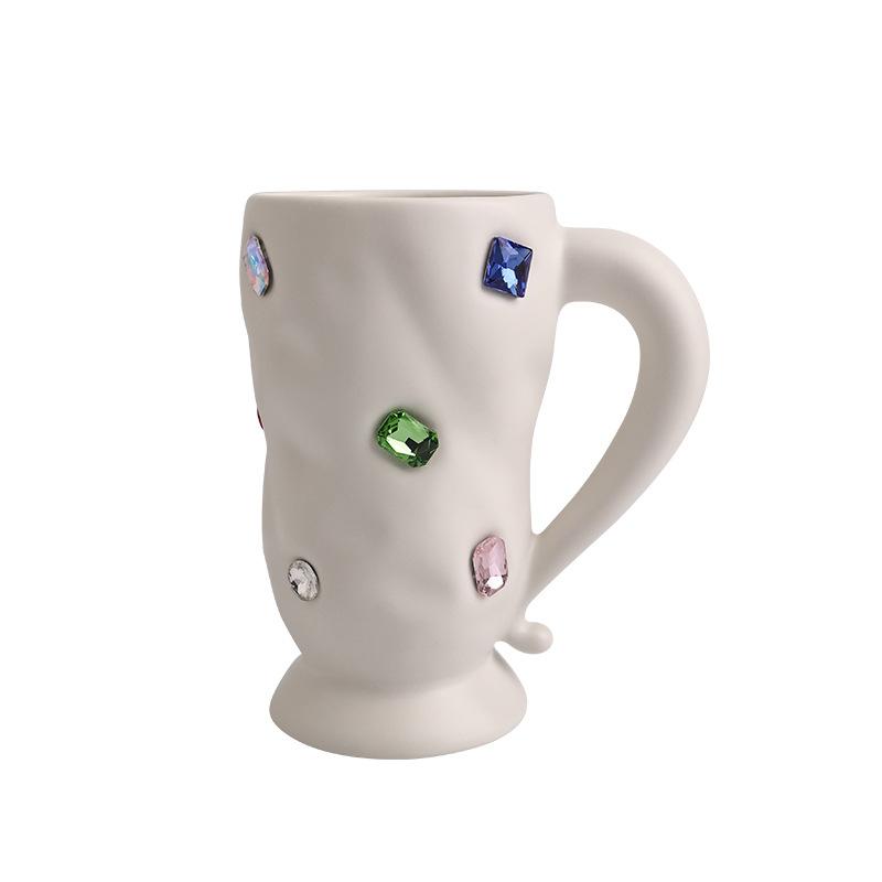 

INS Gemstone Mug High Sense Coffee Cup Розкішна дорогоцінна керамічна чашка для пари Креативний подарунок. 301-400ml