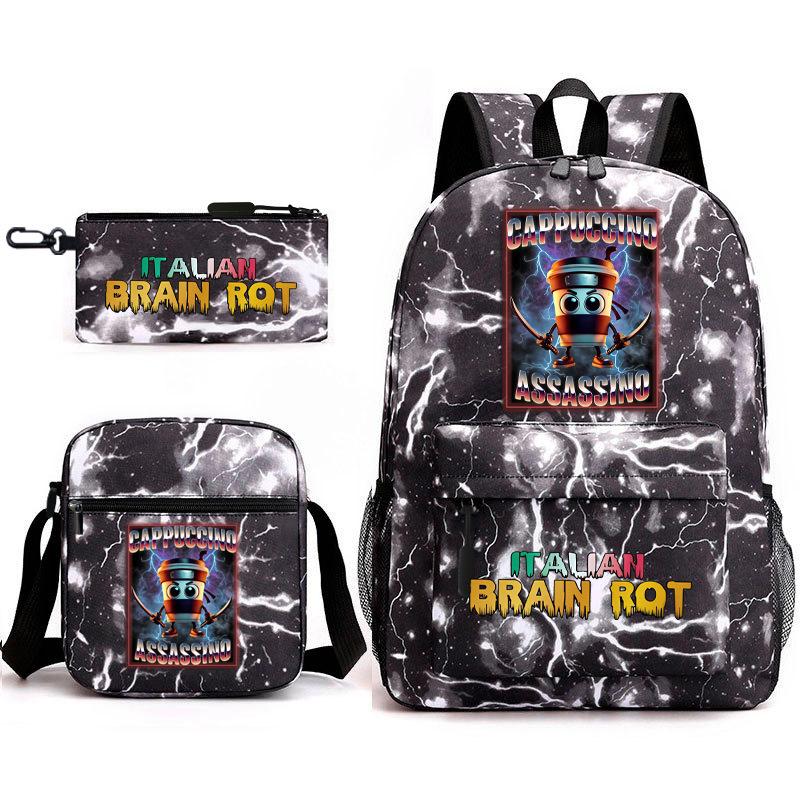 Shanhaijing Primary School Bag Tongtongsaur Cartoon Animation Backpack Three-Piece Set 17inch backpack