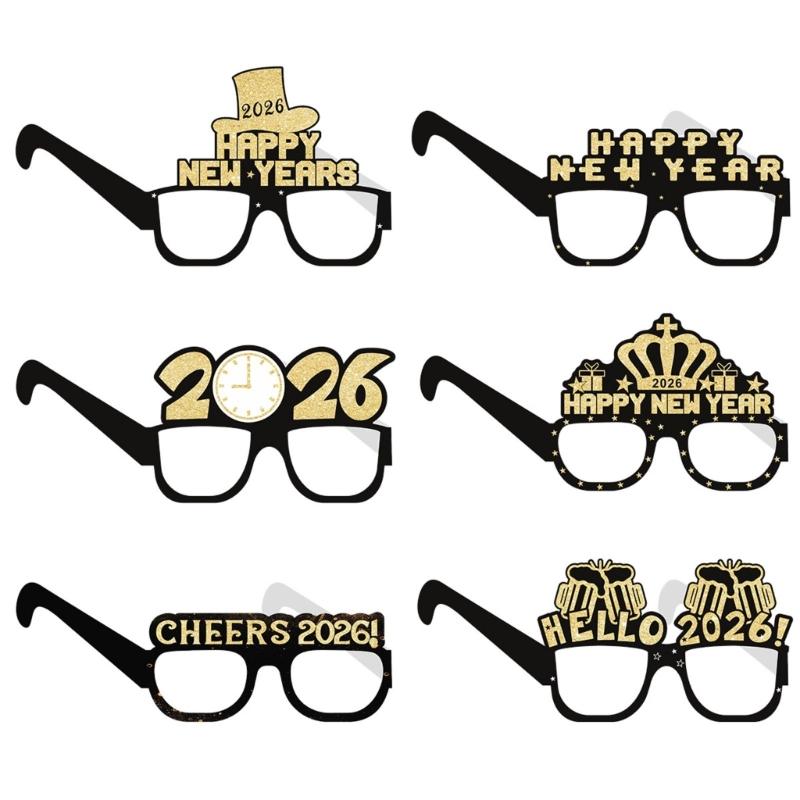 6PCS Paper Party Eyewear With Strong Structure Costume Accessories For 2026 New Year Dances And Outdoor Gatherings