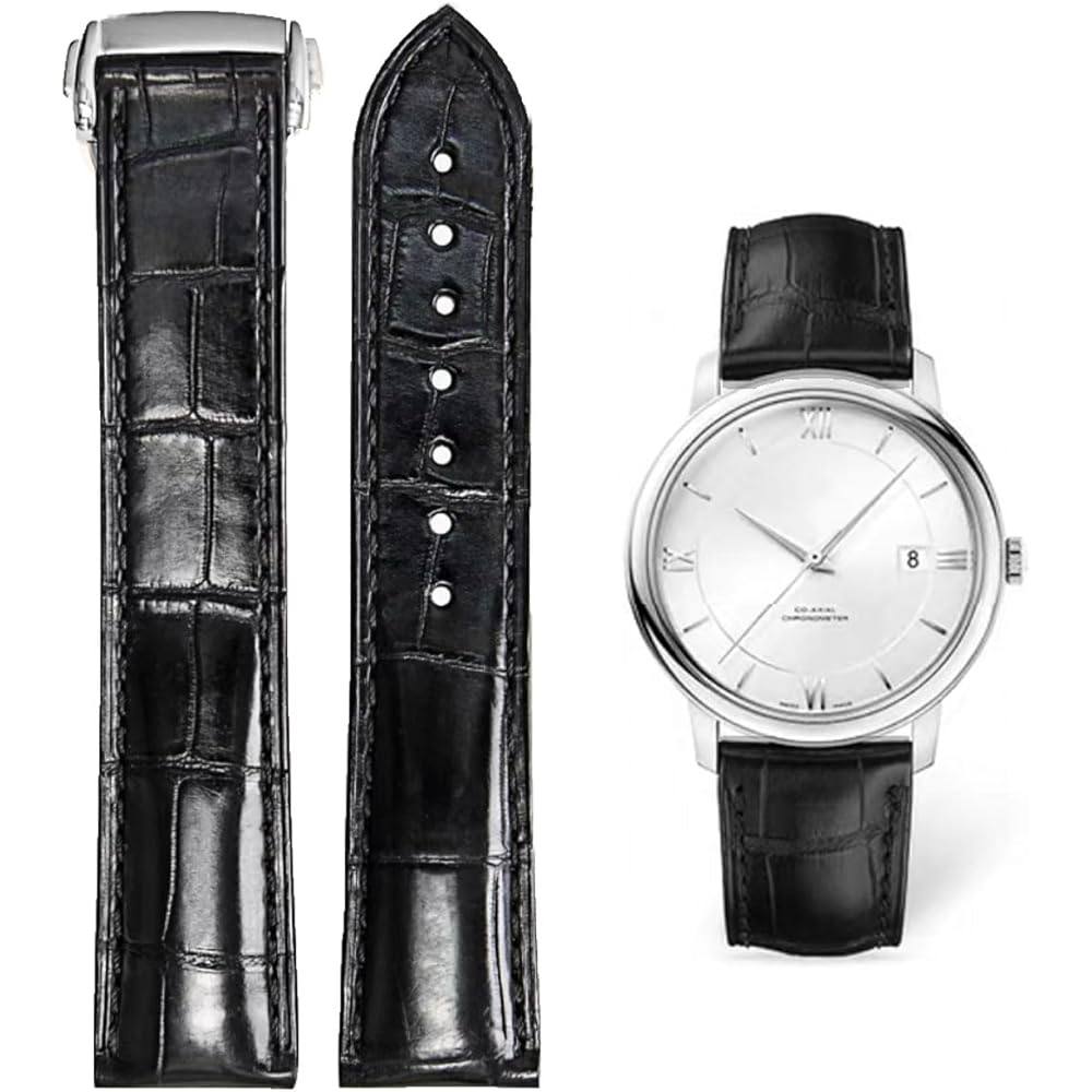 [Nywing] Watch Band Omega Strap Omega 19mm 20mm 21mm 22mm D Buckle Genuine Leather Crocodile Patt...