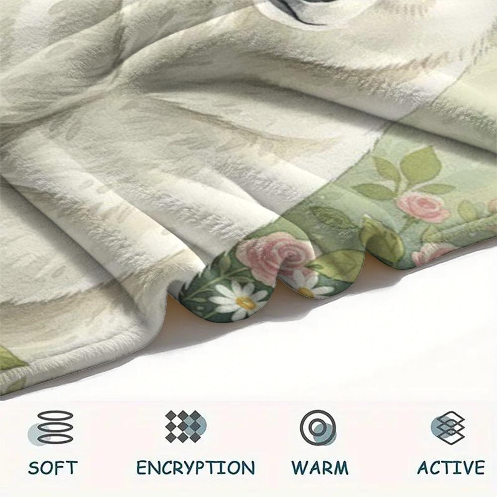 1PC Watercolor style Print FlAannel Blanket, High quality Comfortable for All Seasons, Home Decor, Warmth and Comfort