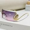 Fashion Women Oversized Rimless Sunglasses Luxury Brand Metal Sun Glasses Trendy Large Frame Eyeglasses Uv400