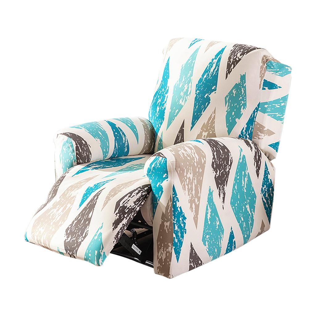 Recliner Chair Cover Full Wrap Style Single Reclining Slipcover With Side Pocket Machine Washable Stretch Printed Armchair Cover