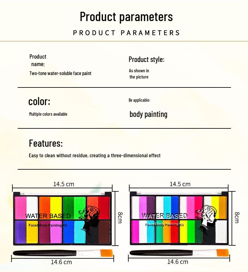 8-Color Water-Based Face and Body Paint Palette for Halloween and Stage Makeup