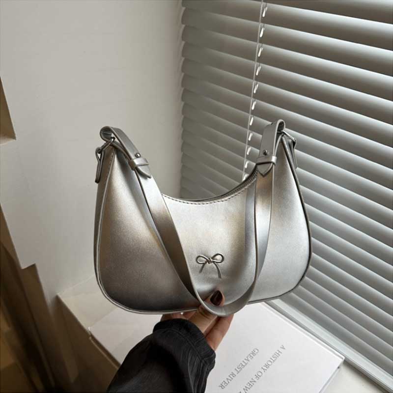 Bowknot Armpit Bag Korean Underarm Bag Luxury PU Leather Y2K Handbag Girls Shoulder Bag Clutch Purse Bolsa Feminina