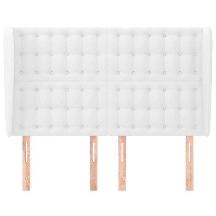 VidaXL Tête de lit avec oreilles Blanc 147x23x118-128 cm Similicuir3118047