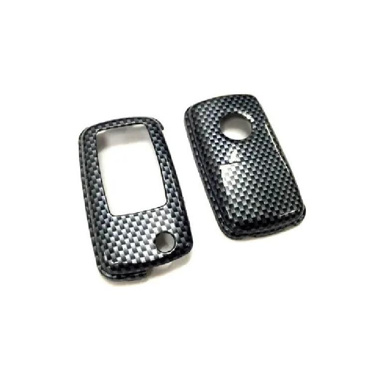 Hard Plastic Keyless Remote Key Fob Flip Key Protection Case Cover (Gloss Carbon Fiber Printing) For VW Volkswagen MK4 / MK5