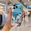 Santorini Island Aegean Sea Landscape Wavy Edge Phone Case For iPhone 16 15 14 Pro Max 13 12 11 Mini XR XS SE 2020 7 8 Plus Air Cover