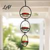 Backyard Bird Watching Supplies Metal Hanging Hummingbird Feeders for Outdoors Feeder with Red Glass Durable Iron Bath Bowl & Perch Decorative
