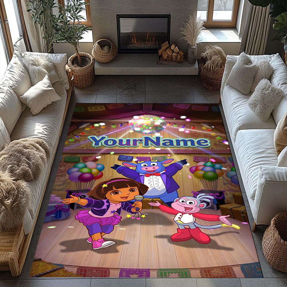 Dora Explorer Personalized Text Area Rug Design for Study room Dining Room Balcony Kitchen Antislip Carpet Anime Office Decor