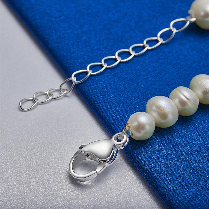 925 sterling silver 8-inch exquisite pearl bracelet, women's party jewelry accessories, fashionable wedding gifts