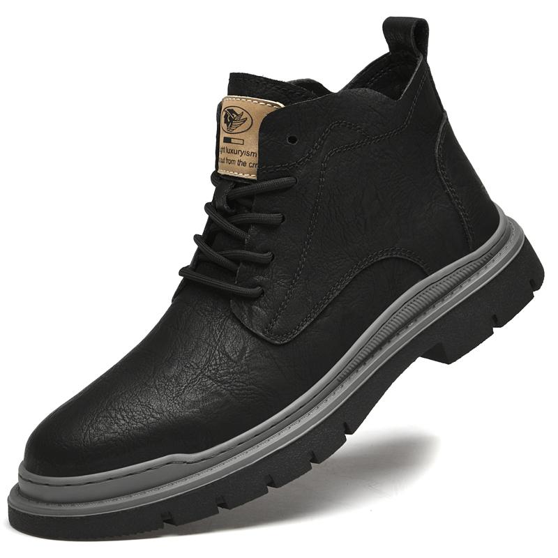 

2024 Меховые зимние теплые замшевые ботинки мужские полусапоги челси средней высоты дизайнерская обувь повседневные прочные рабочие ботинки цвета черный хаки 45 чёрный