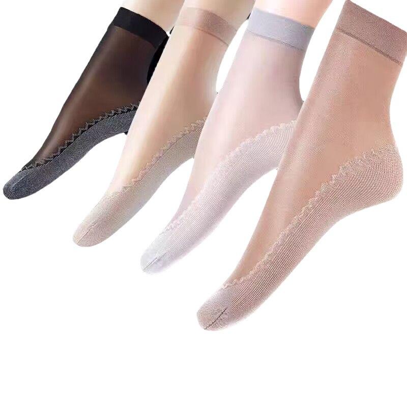 Women's Anti-Snag Mid-Calf Pantyhose - Thick Cotton Bottom, Thin Crystal Silk, Wear-Resistant, Non-Slip, Spring/Autumn