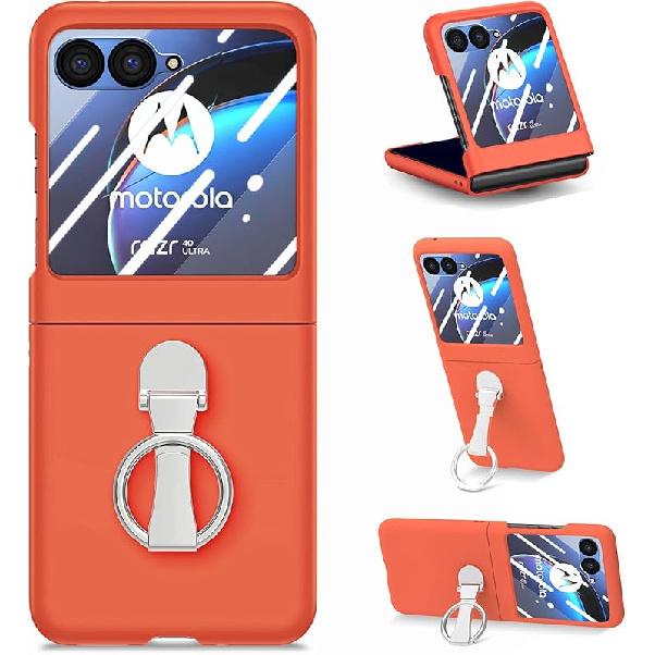 Asuwish Compatible with Motorola Razr Plus 2023 Case and Tempered Glass Screen Protector Back Bumper Metal Ring Holder Stand Kickstand Cell Phone